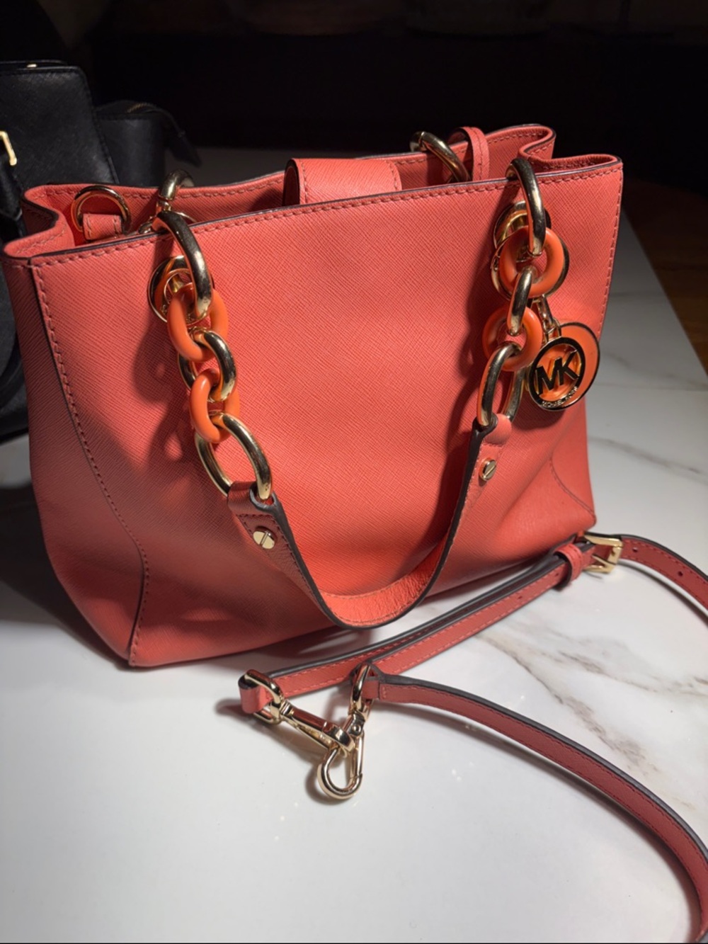 Michael Kors Coral-Peach Chain Shoulder Bag